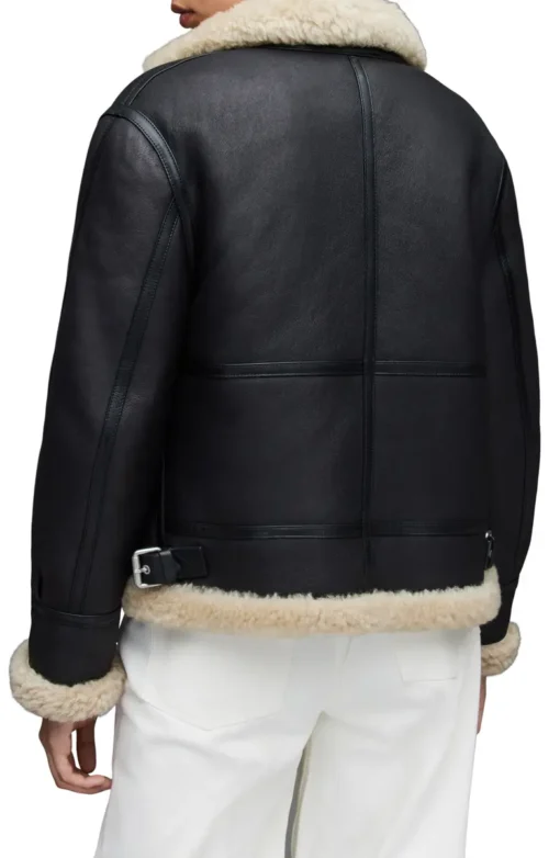 B-3 Aviator RAF Leather Black Shearling Jacket - Image 6