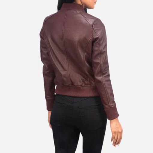 One Panel Leather Bomber Jacket Women Brown - Image 3