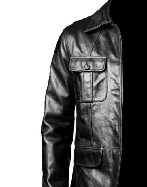 Men's Black Leather Blazer Jacket Leather Sports Coat - Image 3