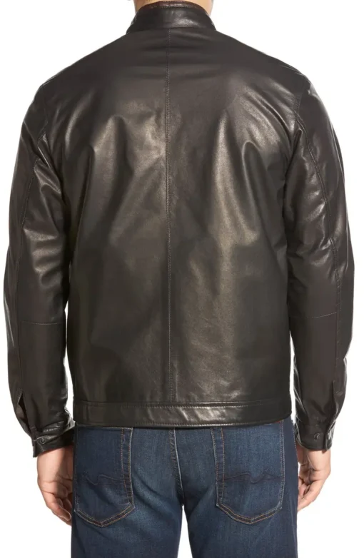 Black Genuine Lambskin Leather Jacket Men's - Image 4