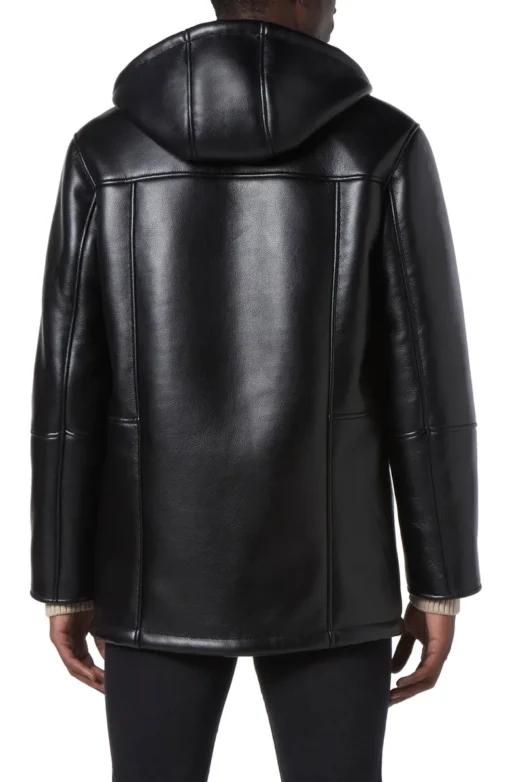 Men's Black Sherpa Leather Coat - Image 2