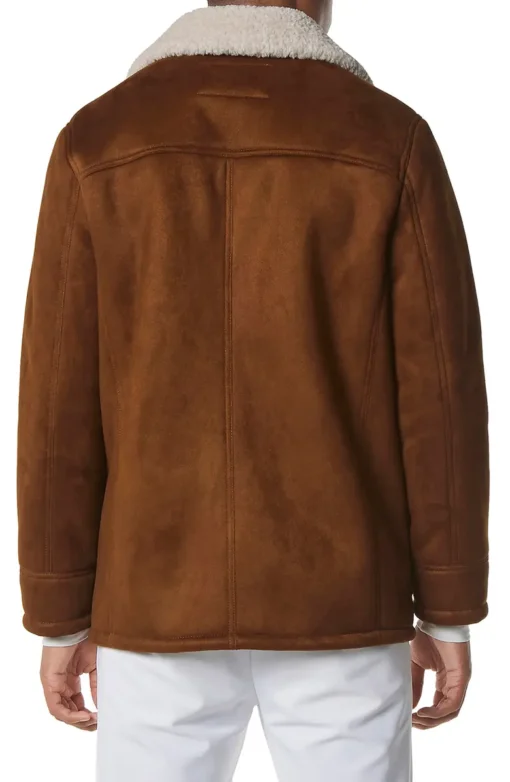 Men's Brown Suede Leather Sherpa Lined Coat - Image 2