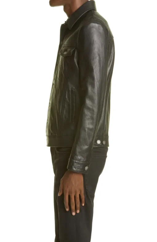 Genuine Leather Trucker Jacket Men's - Image 2