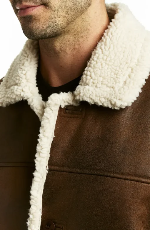 Buttoned Up Shearling Leather Coat - Image 2