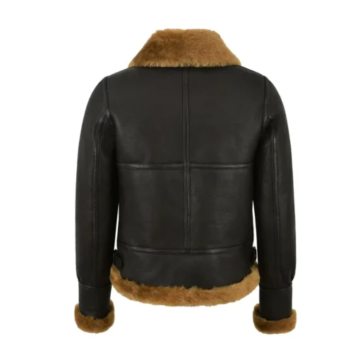 Womens RAF B3 Bomber Flight Sherpa Leather Jacket - Image 2