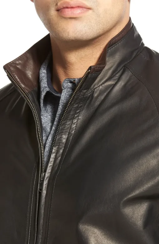 Black Genuine Lambskin Leather Jacket Men's - Image 2