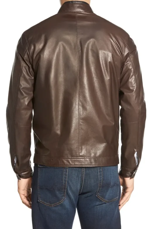 Brown Genuine Lambskin Leather Jacket Men's - Image 5