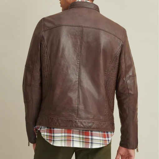 Brown Cafe Racer Mens Leather Jacket - Image 2