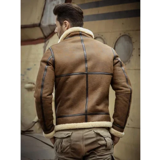 Men's RAF Aviator Sherpa Leather Bomber Jacket - Image 2