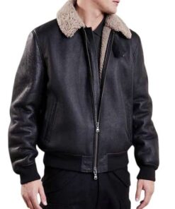 Classic Aviator Black Sherpa Leather Pilot Jacket