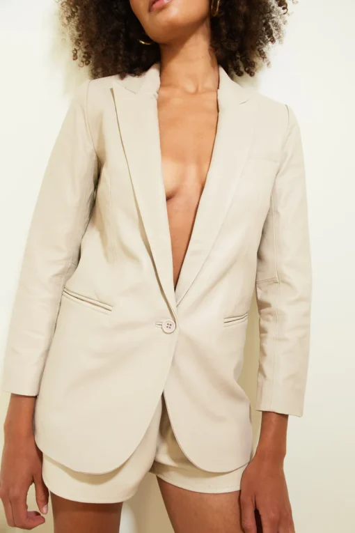 Off-White Lambskin Leather Blazer Women - Image 5