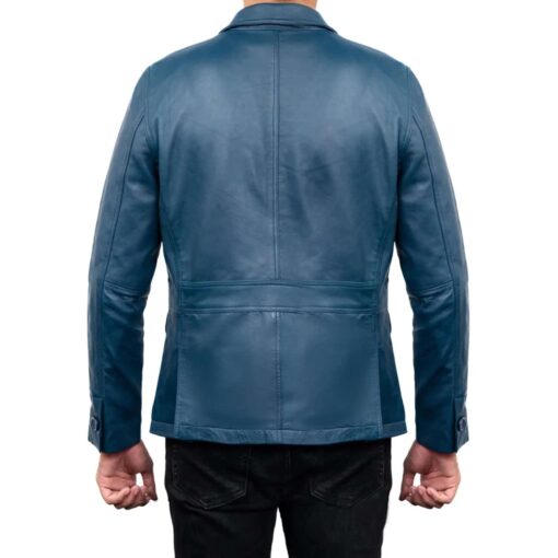 Men's Leather Blazer Jacket Classic 2-Button Leather Sports Coat - Image 4