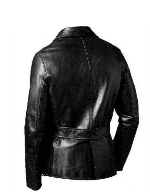 Men's Black Leather Blazer Jacket Leather Sports Coat - Image 2