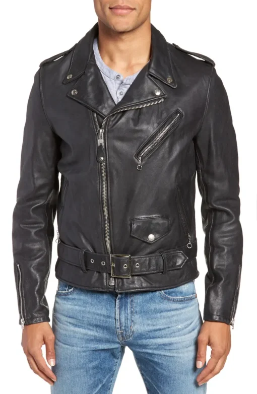 Cowhide Leather Motorcycle Jacket Men's - Image 2