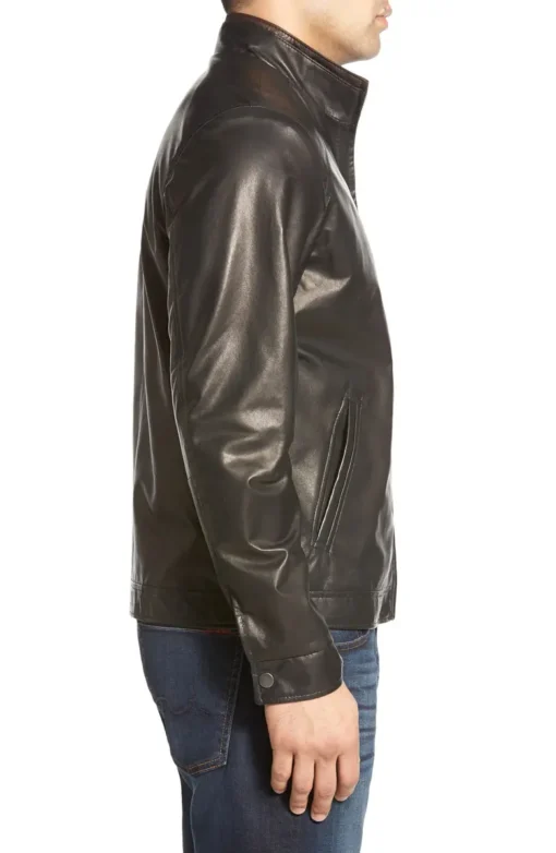 Black Genuine Lambskin Leather Jacket Men's - Image 3