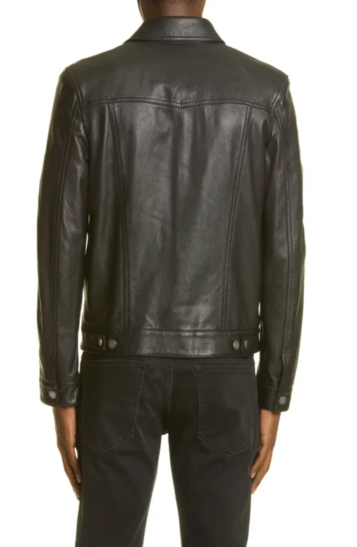 Genuine Leather Trucker Jacket Men's - Image 3