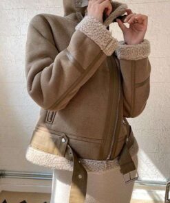 Sherpa Leather Jacket Womens