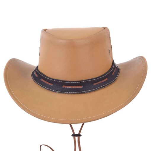 Tan Genuine Leather Western Hat - Image 3