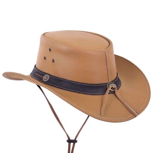 Tan Genuine Leather Western Hat - Image 2