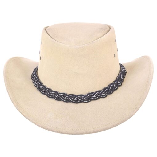 Western Suede Leather with Braided Hat Band Aussie Leather Hat - Image 3