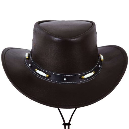 Bone Beads Leather Cowboy Hat - Image 2