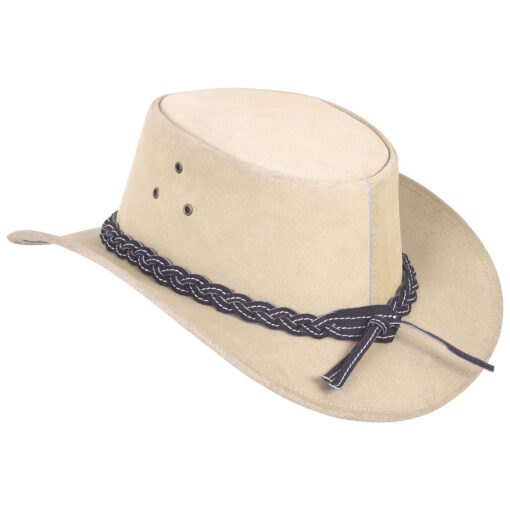 Western Suede Leather with Braided Hat Band Aussie Leather Hat - Image 2