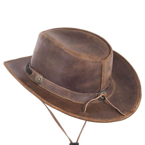 Vintage Leather Cowboy Hat with Braided Hat Band - Image 2