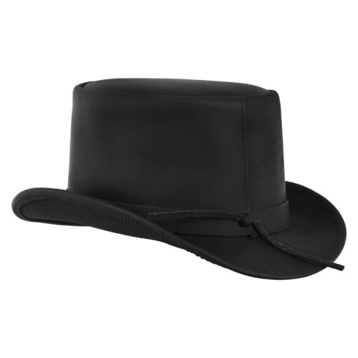 El Dorado Steampunk Leather Top Hat Black - Image 2