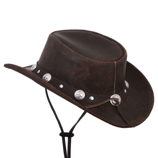 Brown Suede Leather Western Cowboy Hat - Image 3