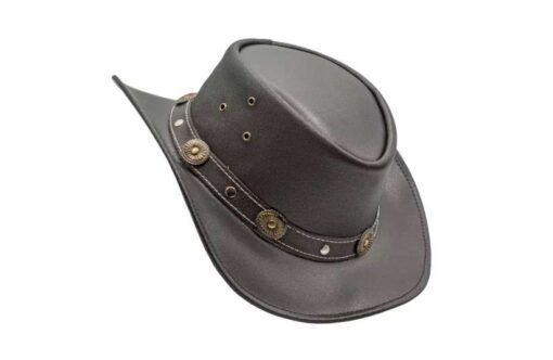 Waterproof Black Leather Aussie Cowboy Hat - Image 2