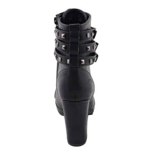 Women's Black Leather Lace-up Boots With Studded Accents - Image 3