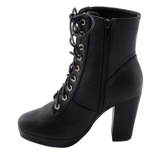 Women's Black Leather Lace-up Boots With Studded Accents - Image 7