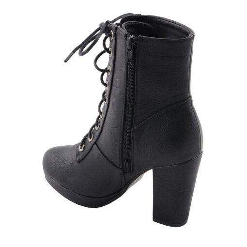 Women's Black Leather Lace-up Boots With Studded Accents - Image 8