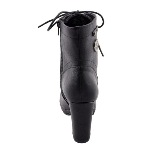 Women's Black Leather Lace-up Boots With Studded Accents - Image 9