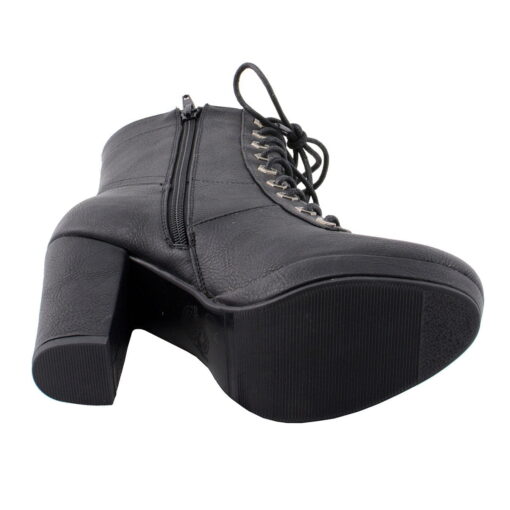 Women's Black Leather Lace-up Boots With Studded Accents - Image 2