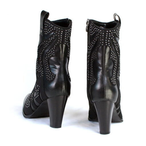 Women's Western Style Black Boots With Studded Bling - Image 6