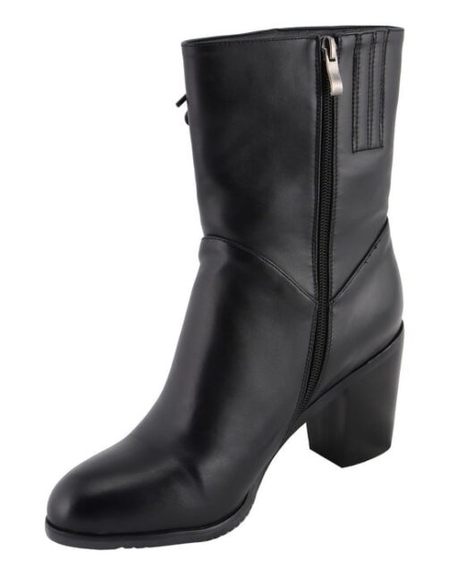 Women's Black Leather Side Lace Fashion Boots - Image 6