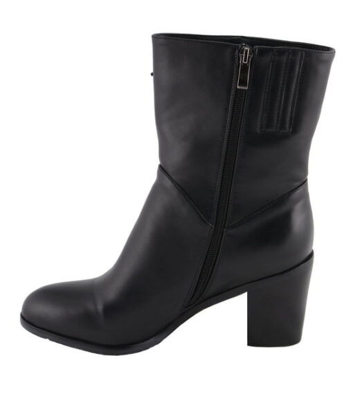 Women's Black Leather Side Lace Fashion Boots - Image 7