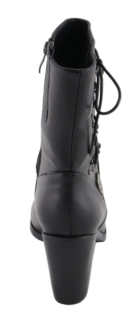 Women's Black Leather Side Lace Fashion Boots - Image 9