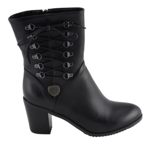 Women's Black Leather Side Lace Fashion Boots - Image 3