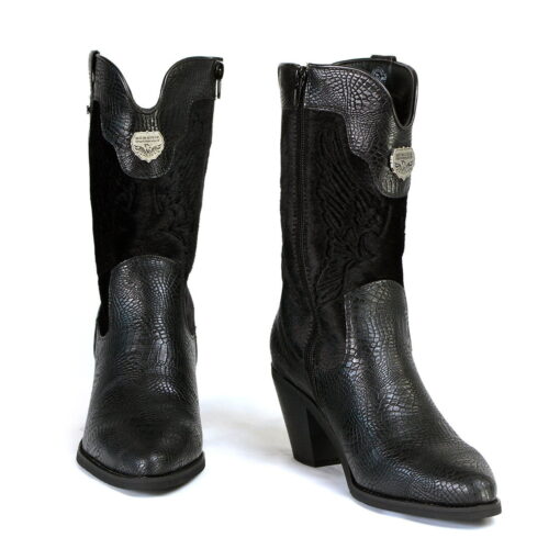 Women's Snake Print Western Style Leather Fashion Boots - Image 7