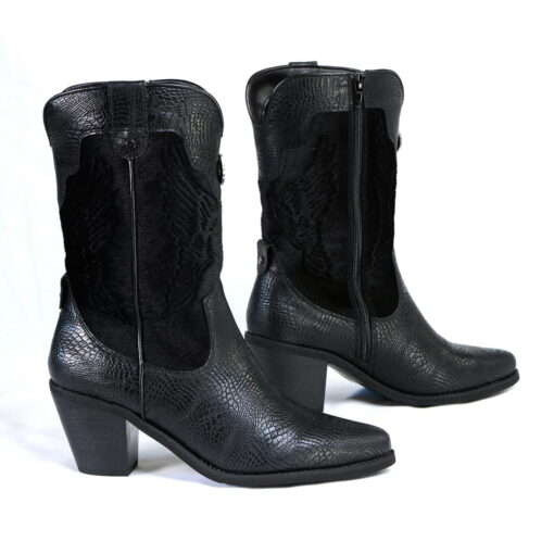 Women's Snake Print Western Style Leather Fashion Boots - Image 4