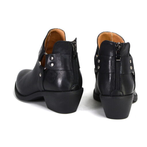 Women's Premium Black Leather Classic Harness Ring Shoes - Image 4