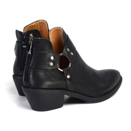 Women's Premium Black Leather Classic Harness Ring Shoes - Image 5