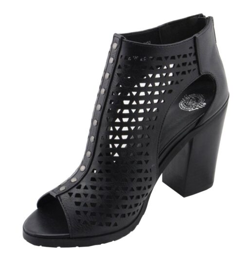 Women's Black Mesh Open-Toe Platform Shoes With Buckle Strap - Image 3