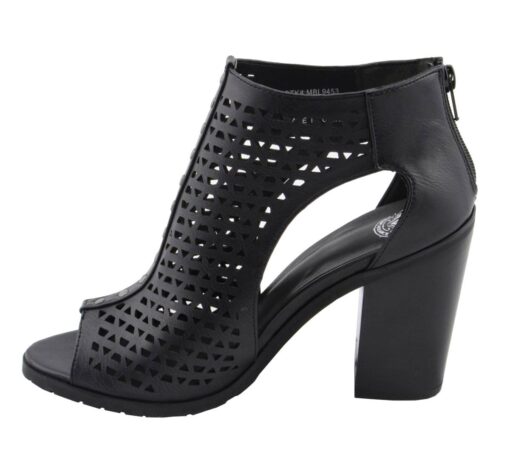 Women's Black Mesh Open-Toe Platform Shoes With Buckle Strap - Image 4