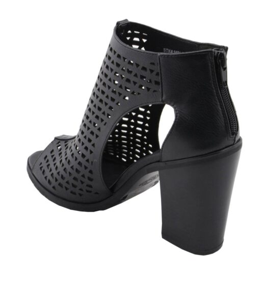 Women's Black Mesh Open-Toe Platform Shoes With Buckle Strap - Image 5