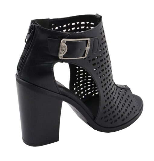 Women's Black Mesh Open-Toe Platform Shoes With Buckle Strap - Image 6