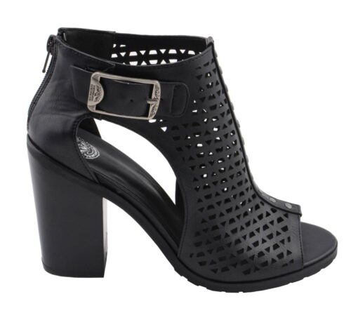 Women's Black Mesh Open-Toe Platform Shoes With Buckle Strap - Image 2