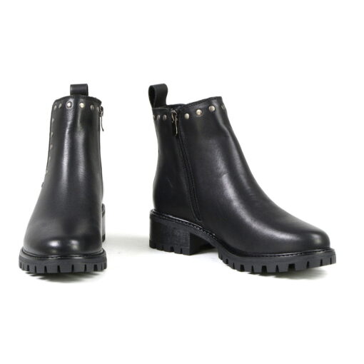 Women's Premium Black Leather Chelsea Boots With Rivets - Image 4